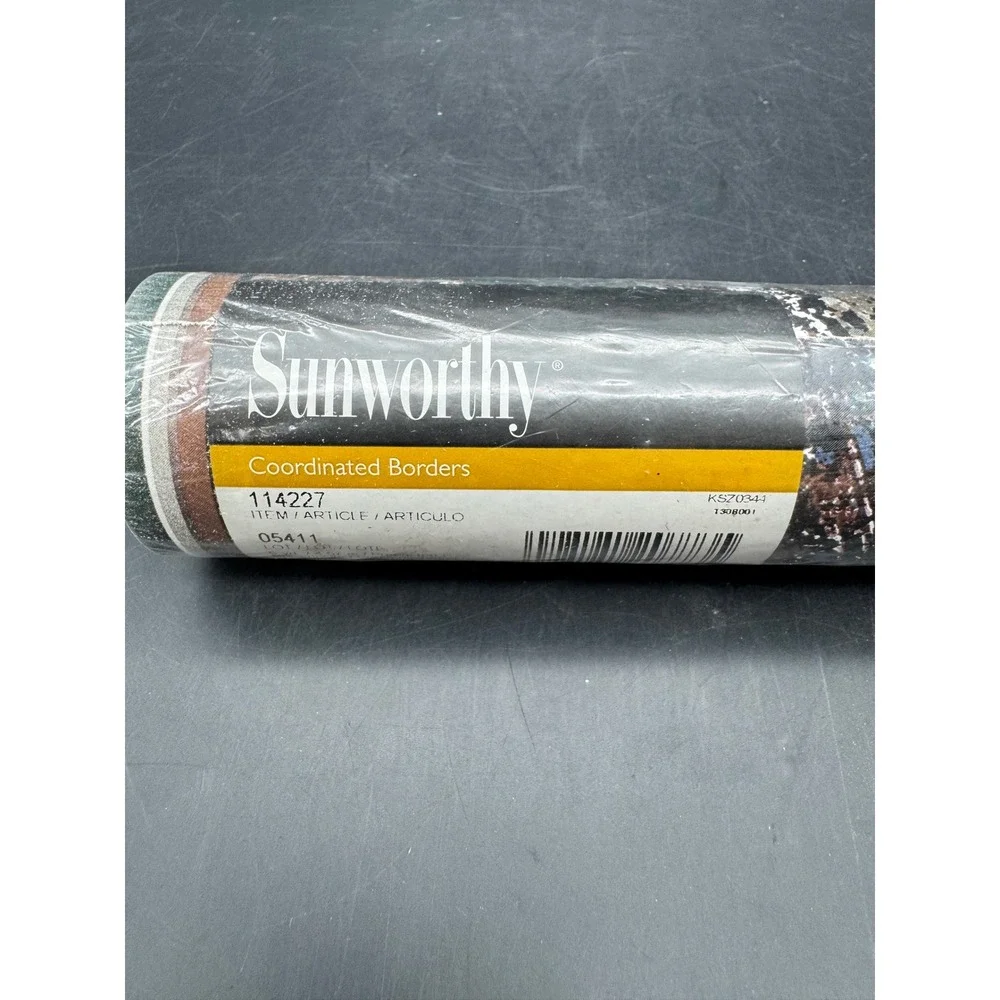 Vintage NOS Sunworthy Country Brown Wallpaper Border 5 Yards Prepasted 114227